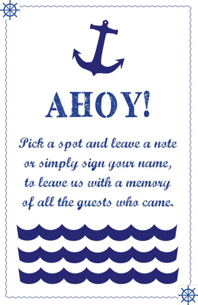 Ahoy Baby Guest Book Sign for Nautical Theme Baby Shower