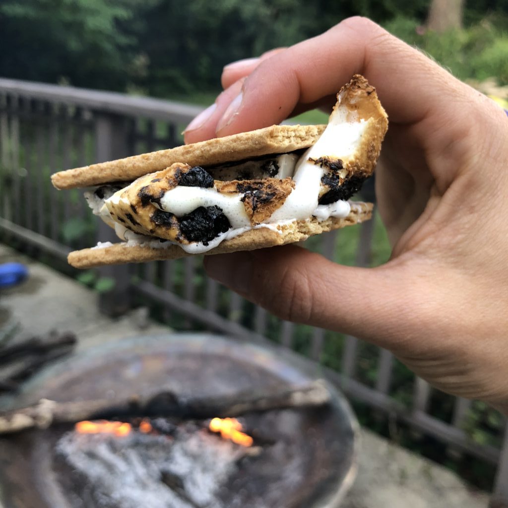 Classic campfire s'mores toasted marshmallow graham cracker sandwich