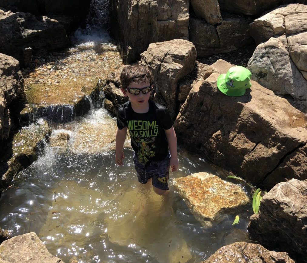 Boy swimsuit natural creek wet Peck Farm Geneva