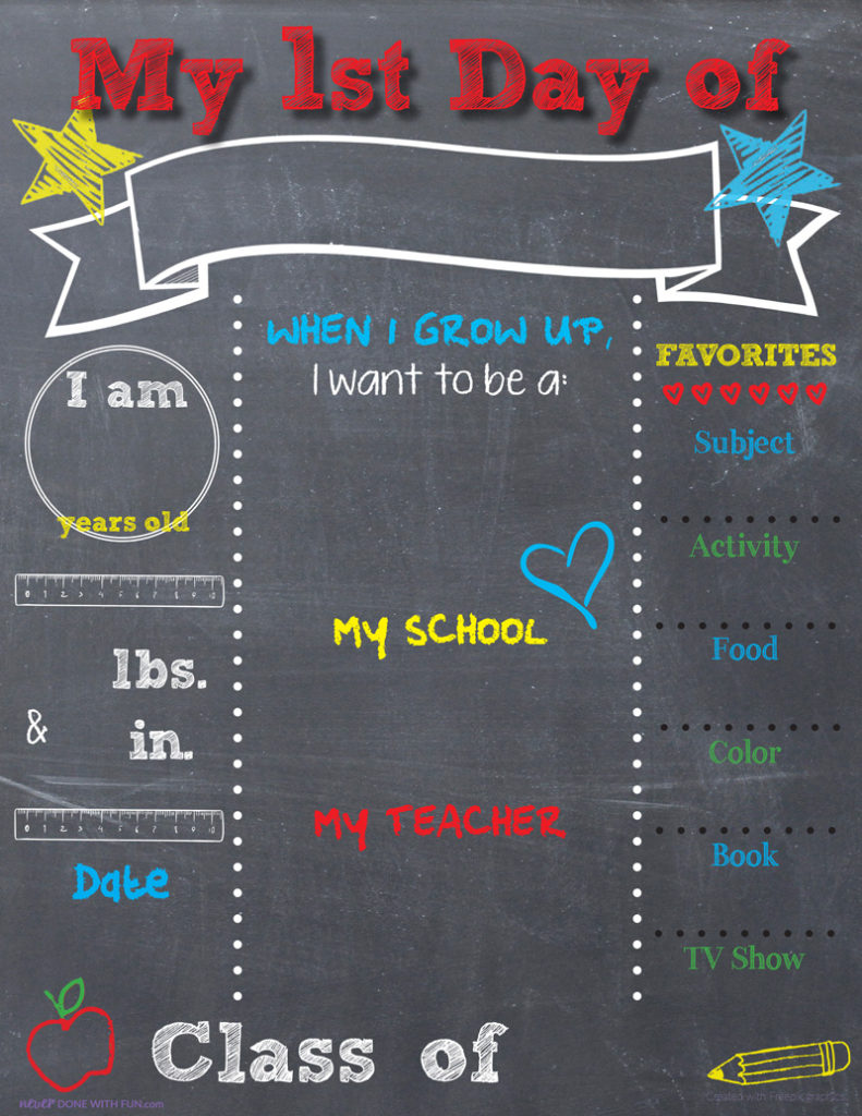 Free printable Back-to-School Chalkboard Milestone sign - First Day and Last Day options