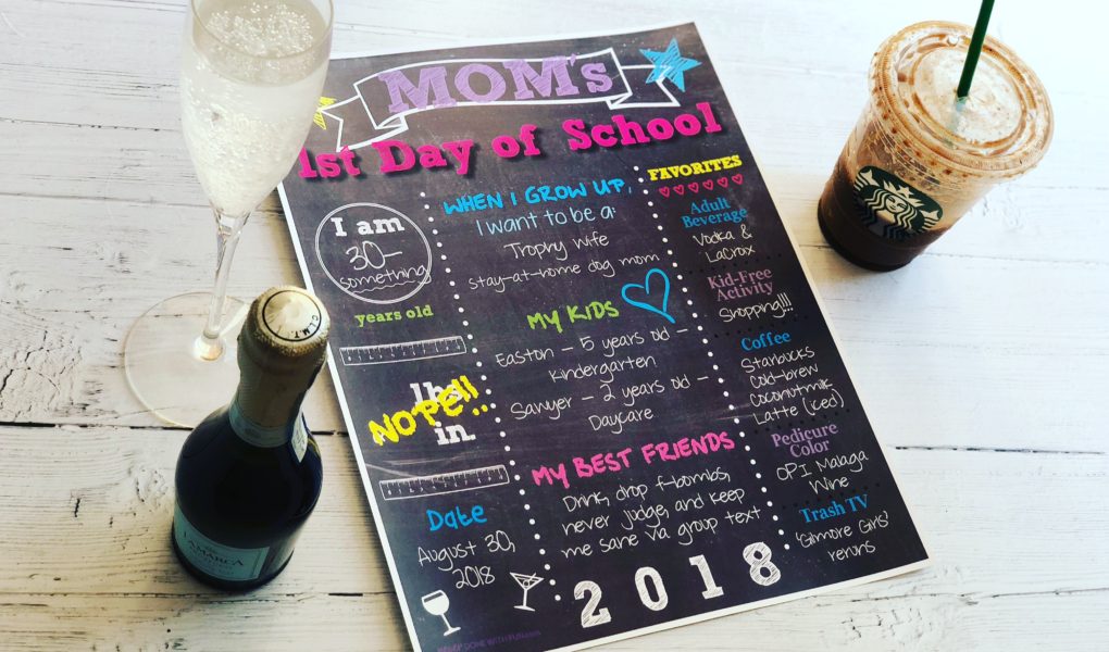 Mom's First Day of School: Tips to Unwind and Recharge Free Chalkboard Printable Sign