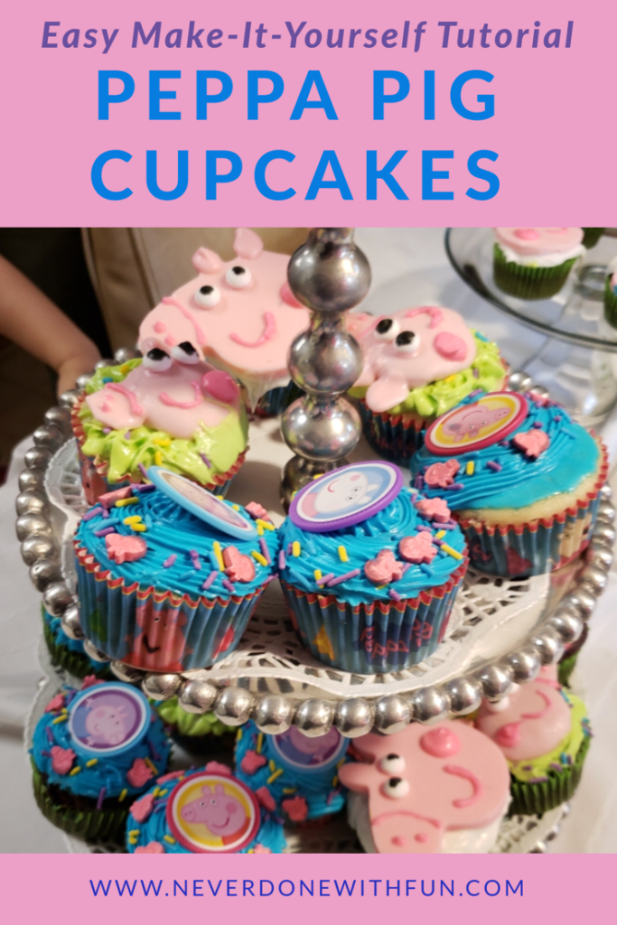 Easy Make-It-Yourself Peppa Pig Cupcakes with Store-bought Ingredients and Decorations