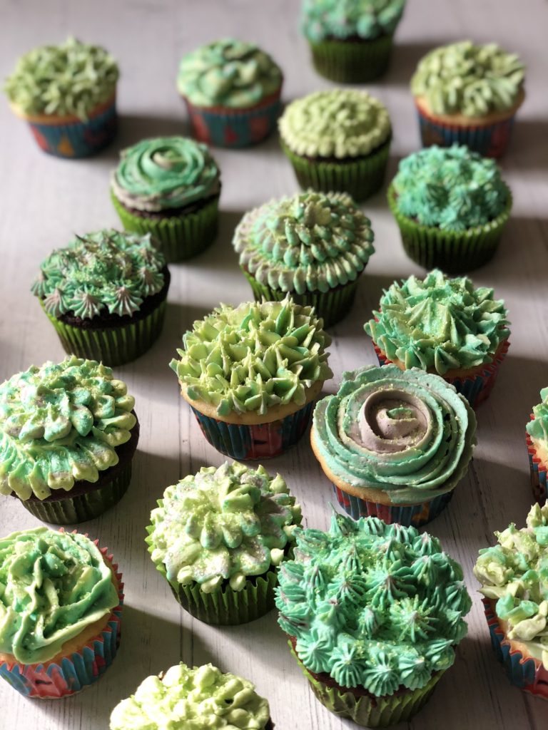 White Chocolate Buttercream Succulent Cupcakes