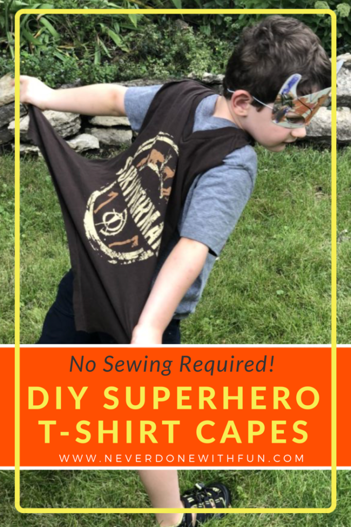 Easy No-Sew DIY T-Shirt Superhero Cape for Kids