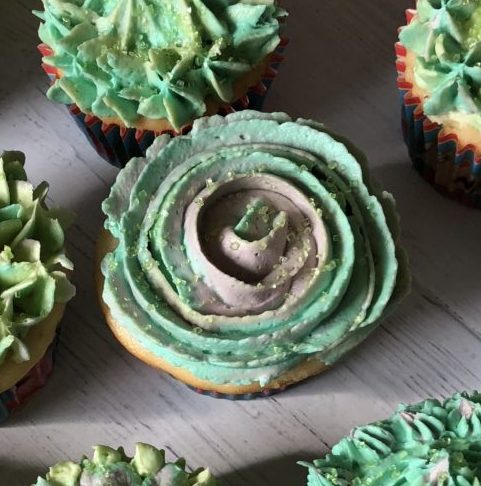 White Chocolate Buttercream Succulent Cupcakes