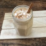 Healthy protein-packed Cinnamon Roll Oatmeal smoothie with no added sugar. Clean eating low-sugar breakfast on the go.