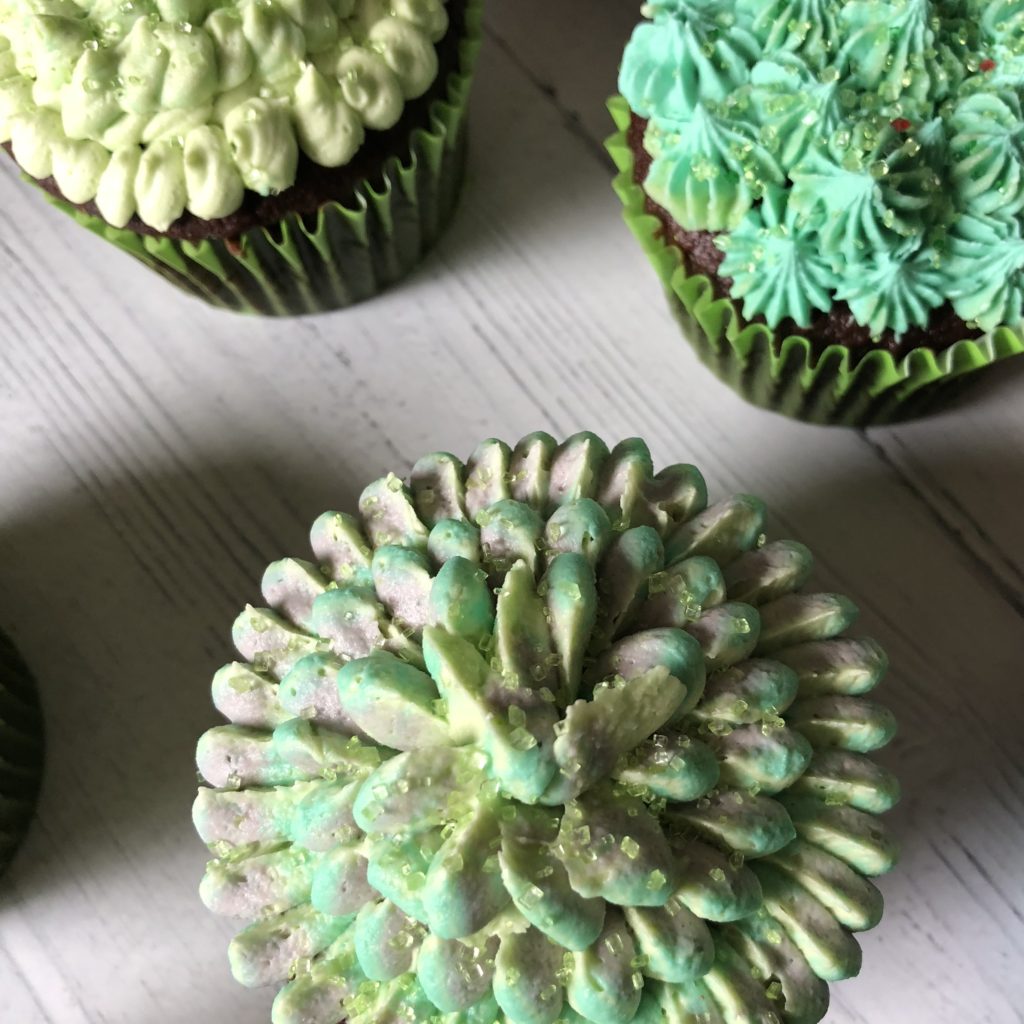 White Chocolate Buttercream Succulent Cupcakes