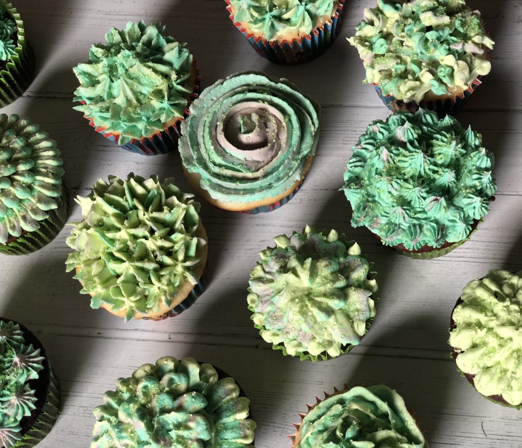 White Chocolate Buttercream Succulent Cupcakes