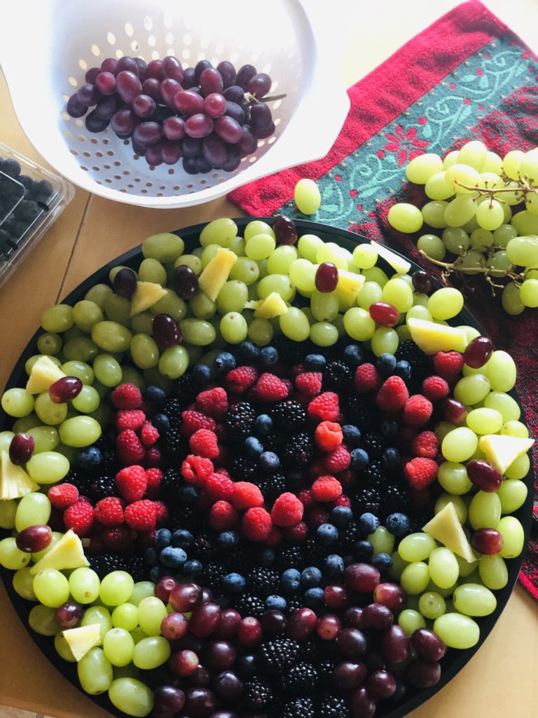 Easy Holiday 'JOY' Fruit Tray Arrangement: No cutting required!