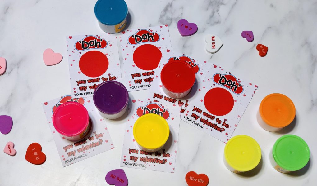 Play-Doh Valentine Printable for Toddlers: Easy Cheap Make-Your-Own Cards with Dollar Store Play-Doh #valentines #toddlers #crafts