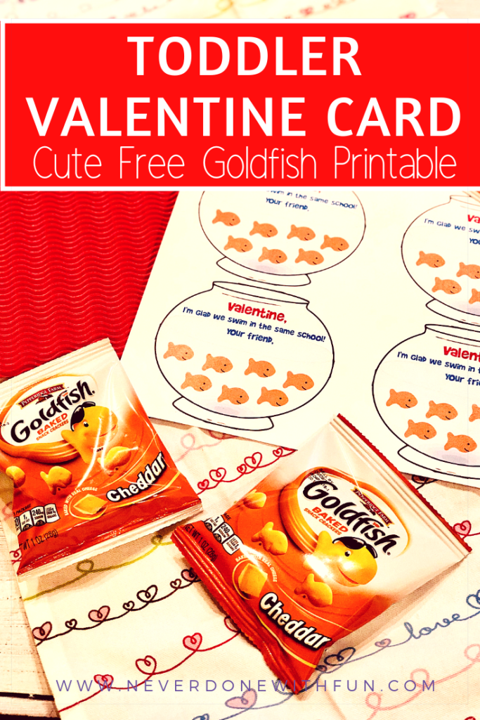 Toddler Goldfish Crackers Valentine Card Free Printable: Easy DIY Card Project #valentinesday #valentines #toddlers