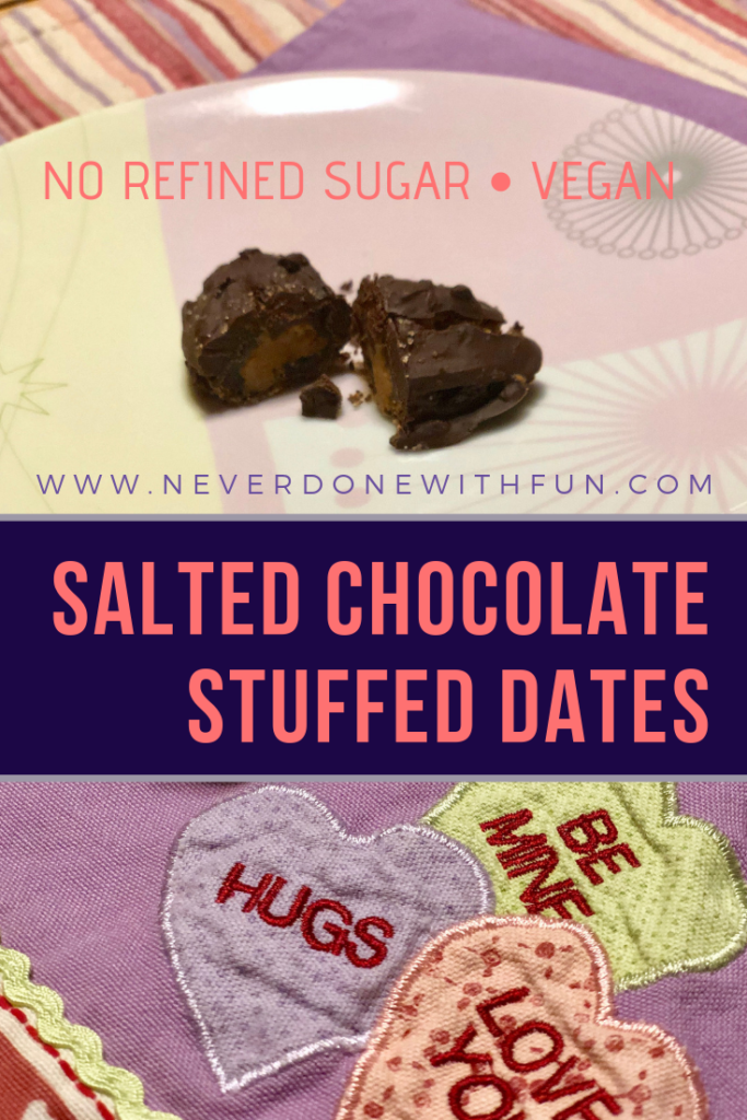 Salted Dark Chocolate Stuffed Date: A totally indulgent but still Paleo vegan chocolate treat #cleansweets #vegan #chocolate #medjooldates