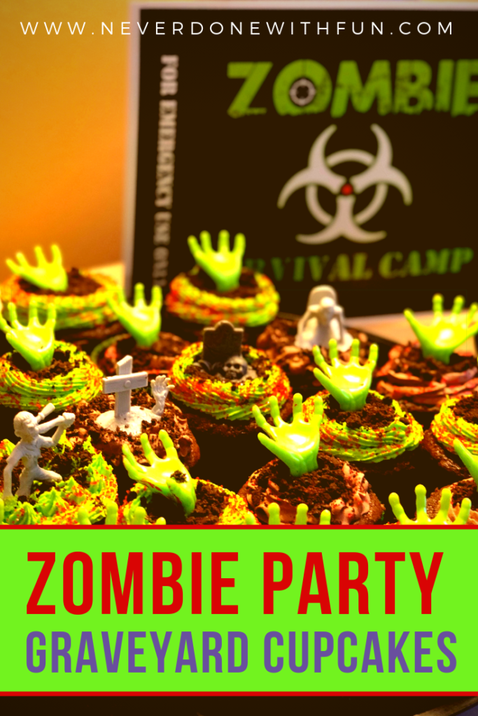 Zombie Apocalypse Graveyard Monster Hand Cupcakes #zombieapocalypse #thewalkingdead #themeparty