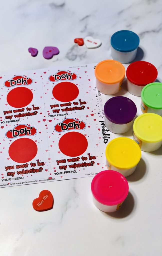 Play-Doh Valentine Printable for Toddlers: Easy Cheap Make-Your-Own Cards with Dollar Store Play-Doh #valentines #toddlers #crafts