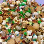St. Patrick's Day Leprechaun Bait Trail Mix sweet and salty snack mix for kids and adults with cereal, candy, pretzels, more #stpatricksday #leprechaun #snacks #recipes #holidays