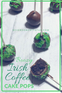 Irish Coffee Boozy Cake Pops | Chocolate Irish Whiskey Cake with Bailey's Irish Cream Buttercream Frosting | Boozy dessert treat for St. Patrick's Day revelry #stpatricksday #dessert #cakepops #baileysirishcream