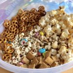 St. Patrick's Day Leprechaun Bait Trail Mix sweet and salty snack mix for kids and adults with cereal, candy, pretzels, more #stpatricksday #leprechaun #snacks #recipes #holidays