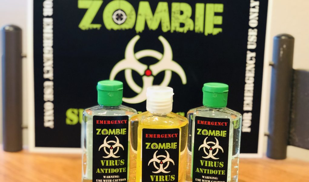 Zombie Virus Antidote Hand Sanitizer: Make Your Own Party Favor with Free Printable for Zombie Apolcalypse or Walking Dead Party #themeparty #partyfavor #walkingdead #zombieparty