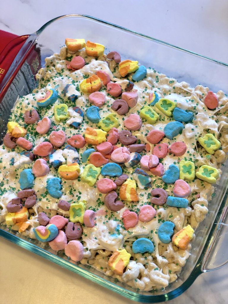 Lucky Charms Leprechaun Treats | A magically delicious St. Patrick's Day twist on classic marshmallow Rice Krispie treats #stpatricksday #dessert #holidays