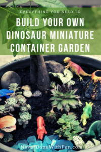 Prehistoric Dinosaur Mini Garden Tutorial | Fairy gardening container gardening gardening with kids DIY project #gardening #fairygarden #boymom