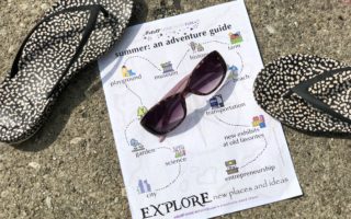 Your Summer Adventure Guide: Explore new places and new ideas sidewalk chalk flip-flops sunglasses summer flatlay