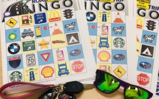 Road Trip Bingo Game Board car trip activities for kids road signs landmarks restaurants etc to spot from the car