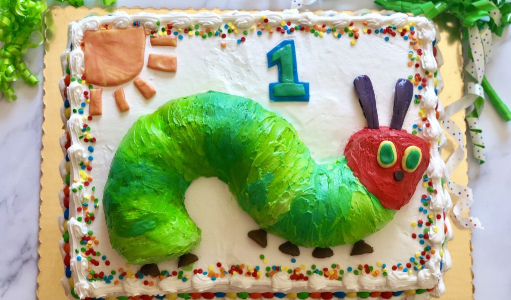 Very Hungry Caterpillar Bundt Cake step-by-step tutorial for semi-homemade cake success. No fondant or decorating tips required! Perfect for 1st birthday or baby shower #veryhungrycaterpillar #cakedecorating #partyinspiration #kidparty