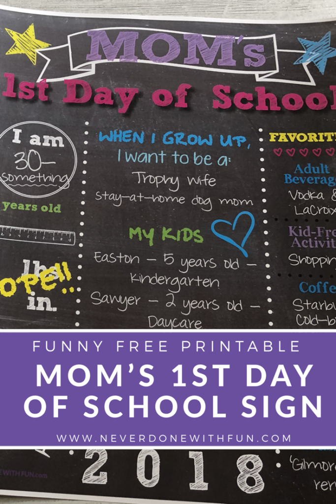 Mom's First Day of School: Tips to Unwind and Recharge Free Chalkboard Printable Sign
