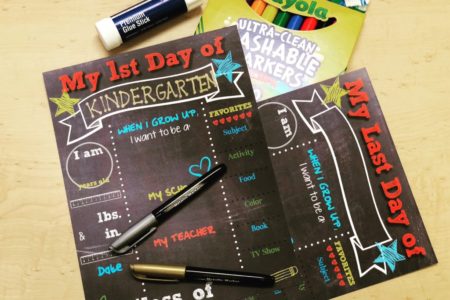Free Printable! Back-to-School Chalkboard Milestone Sign with 1st Day & Last Day printables