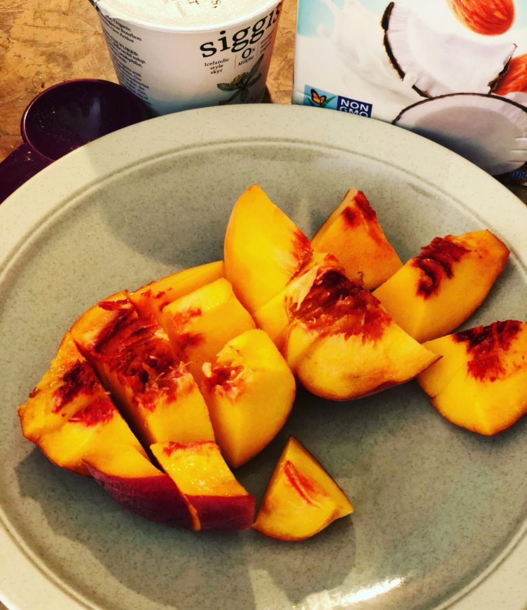 Peaches and Cream Oatmeal Smoothie NeverDoneWithFun