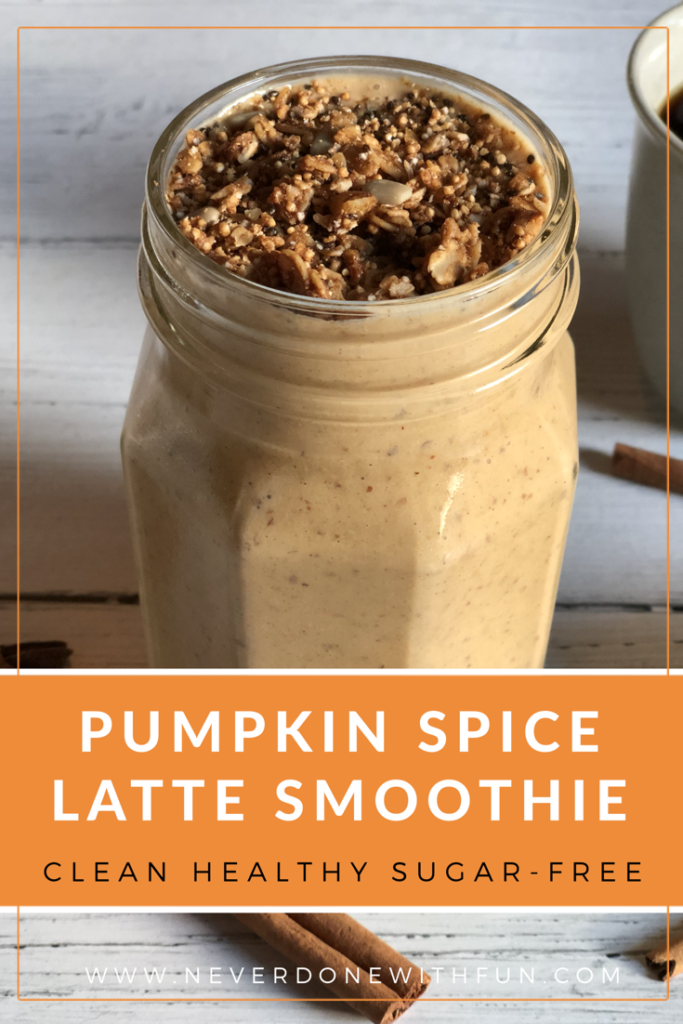Healthy Pumpkin Spice Latte Smoothie: High protein, clean eating, no added sugar breakfast smoothie recipe with hidden veggies