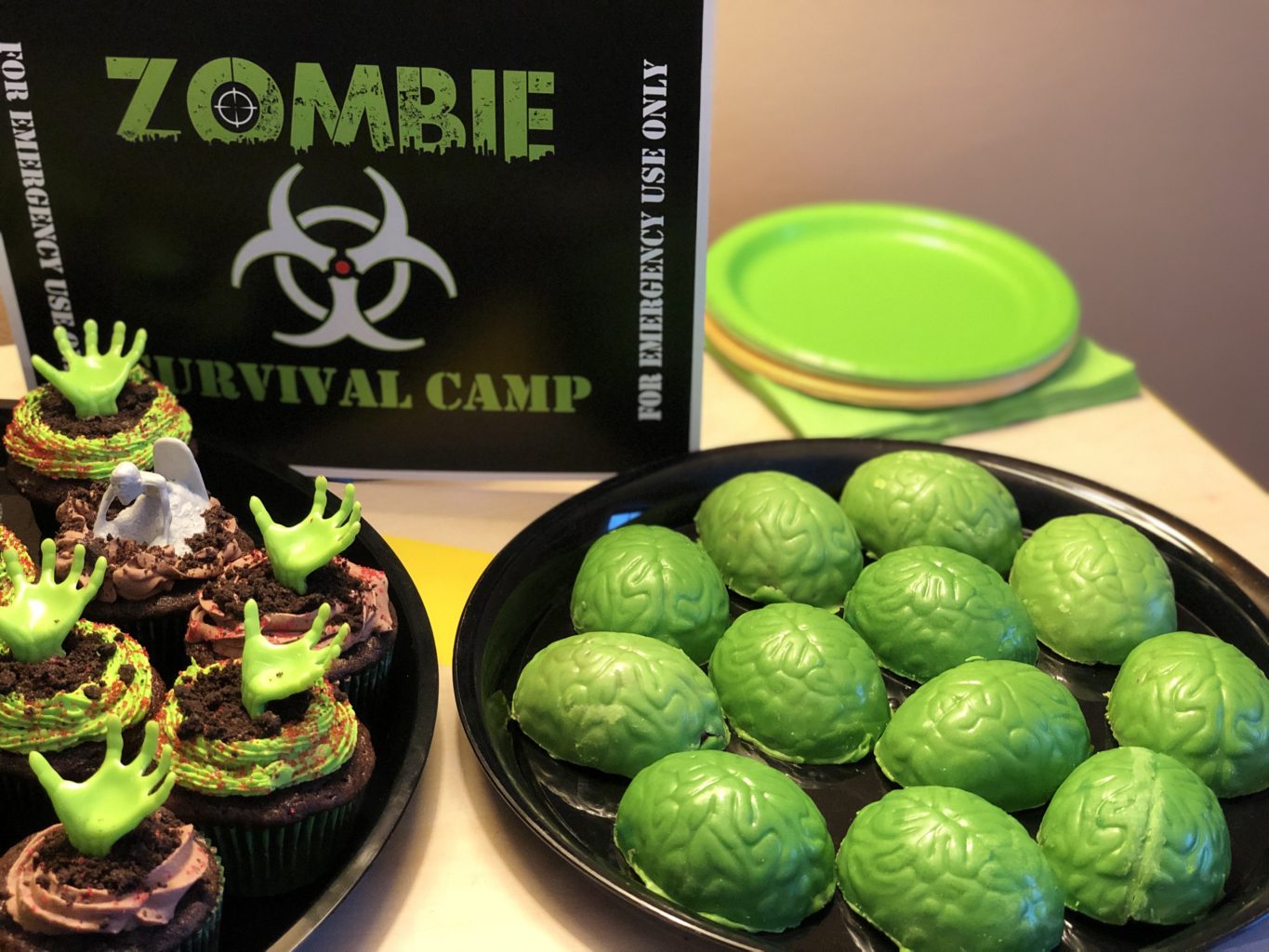 Zombie Apoocalypse Theme Party Details: Kids Birthday Theme Walking Dead Viewing Party food, decor, printables, favors #zombie #party #walkingdead