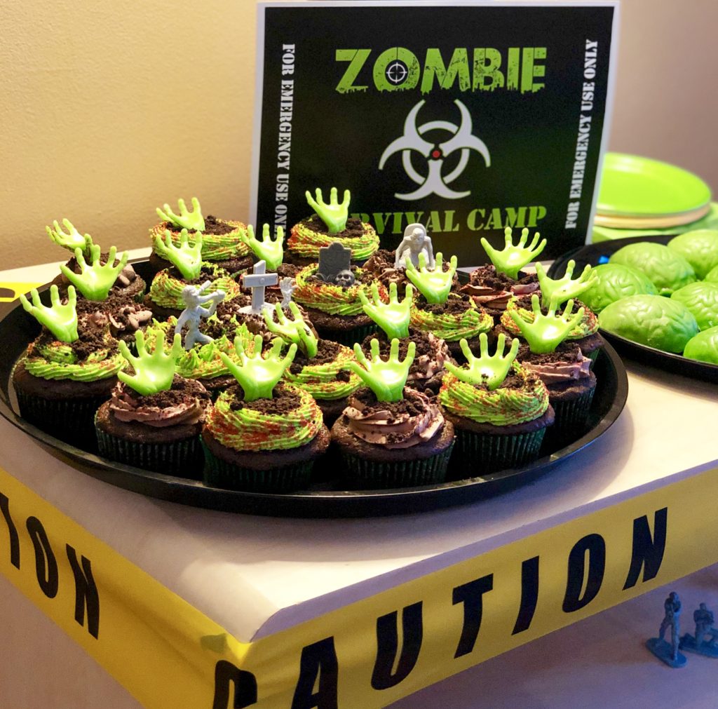 Zombie Apoocalypse Theme Party Details: Kids Birthday Theme Walking Dead Viewing Party food, decor, printables, favors #zombie #party #walkingdead