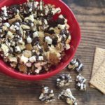 S'mores Popcorn Snack Mix | Chocolate, marshmallows, and grahams combined with popcorn for a twist on a classic snack #smores #sleepover #kidsnacks #trailmix