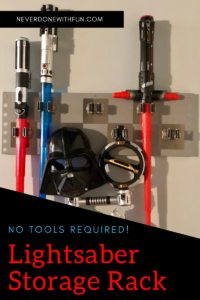DIY Lightsaber Weapons Rack for Star Wars Boys' Kids' Bedroom Wall Decor | Tutorial to make your own wall-mounted storage rack for under $20 #starwars #lightsaber #kidsbedroom #diy