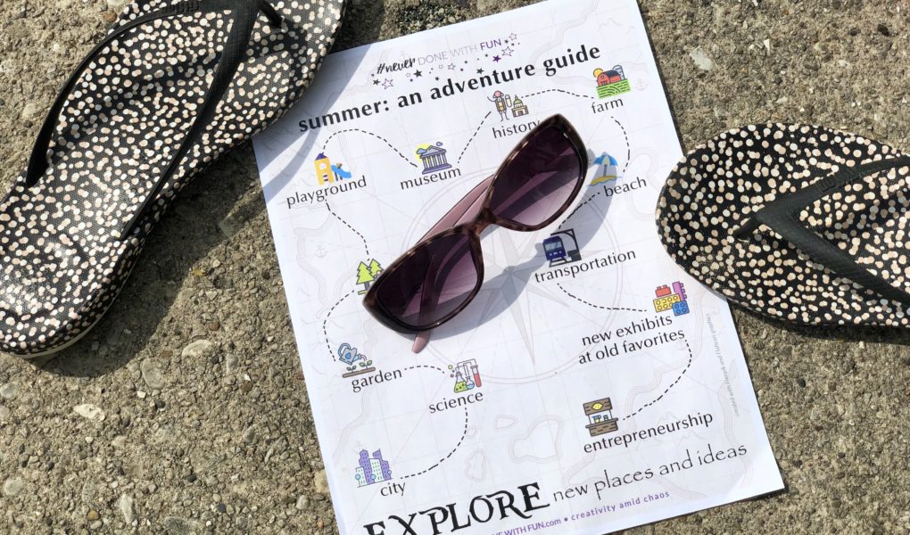 Your Summer Adventure Guide: Explore new places and new ideas sidewalk chalk flip-flops sunglasses summer flatlay