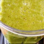 Peachy Green Energy Smoothie vegan dairy-free clean eating smoothie with green tea, peaches, chia seeds, spinach